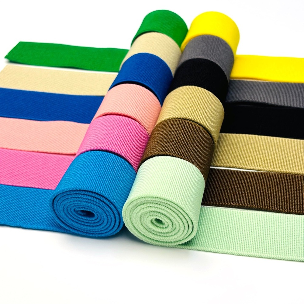NEW 12 Colour Knit Elastic Bands for Sewing / Crafts Each 1” wide x 1 yard long